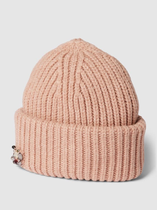 Beanie hat with decorative stones from Loevenich, dusty pink