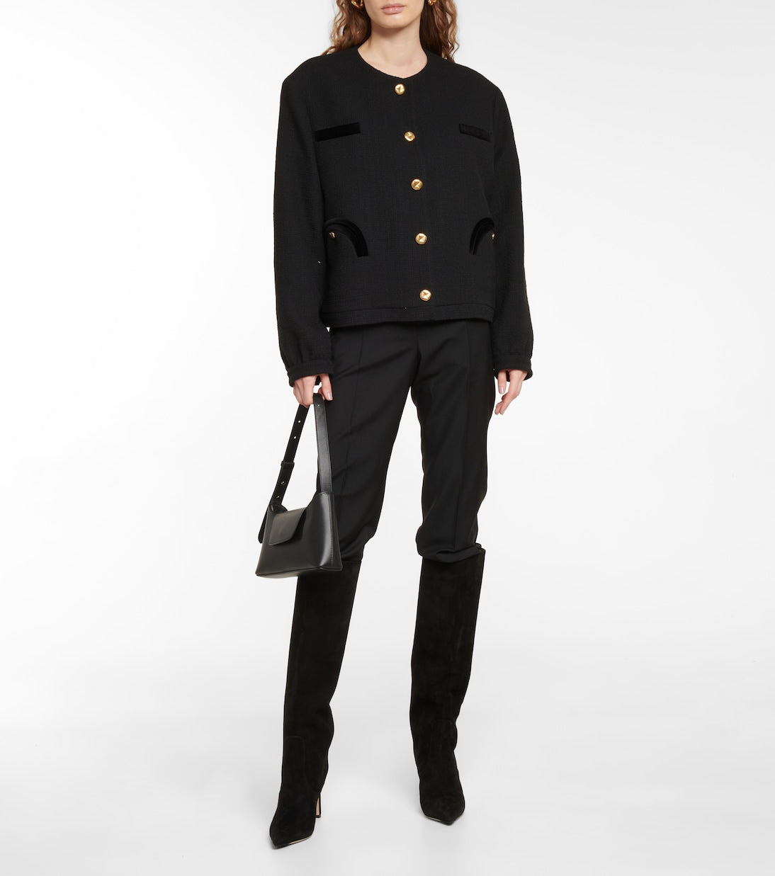 Blazé Milano cotton blend gliss bouclé jacket, black