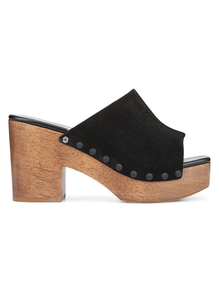 Sam Edelman Josselyn Studded Suede Platform Mules in Black