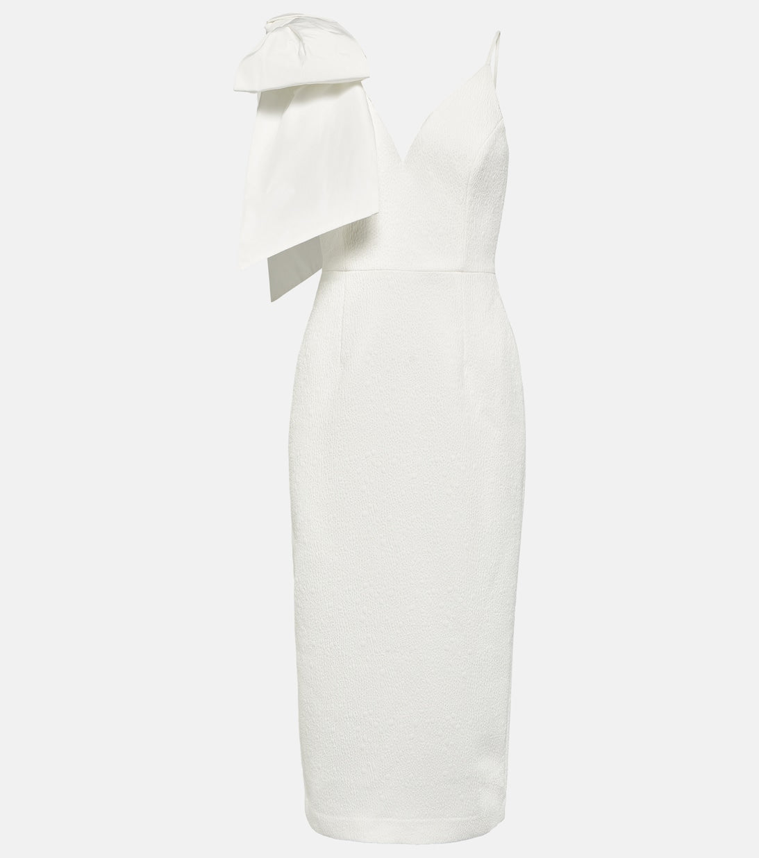 REBECCA VALLANCE midi dress in crepe with bow, white