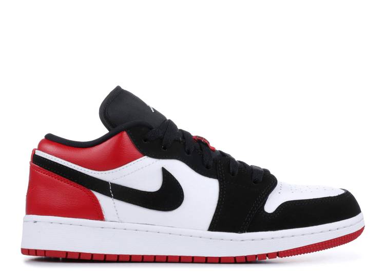 حذاء رياضي AIR JORDAN 1 LOW GS 'BLACK TOE'، باللون الأبيض