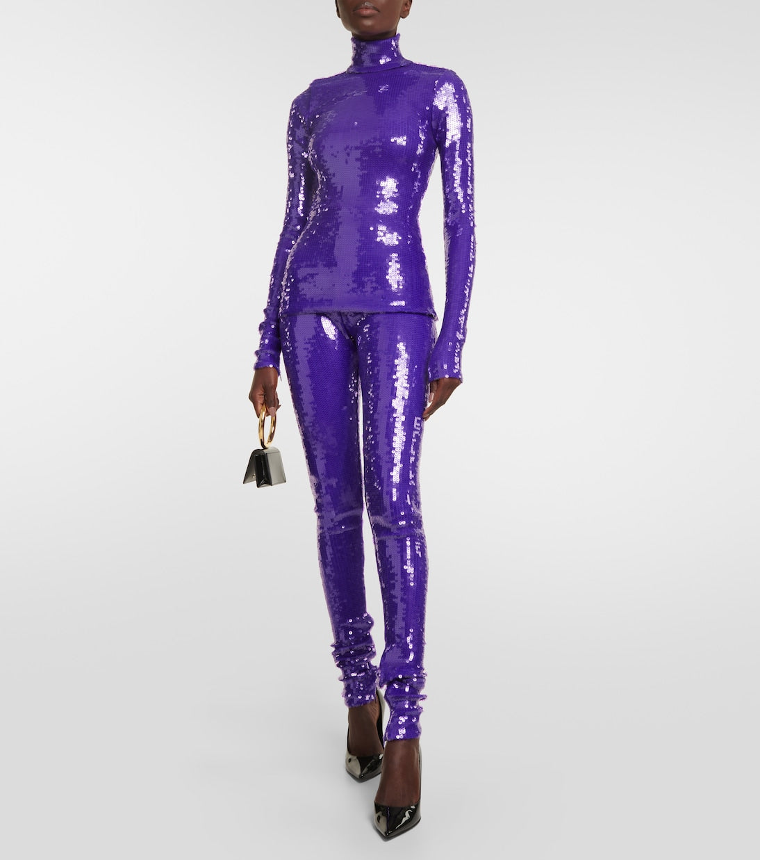 Laquan Smith Sequin Turtleneck, Purple