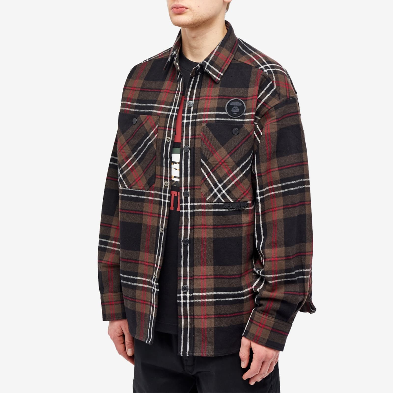 Aape Check Flannel Shirt, Black (Brown)