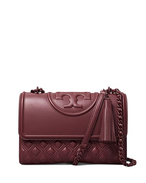 Fleming Convertible Tory Burch Quilted Leather Crossbody Bag in Red