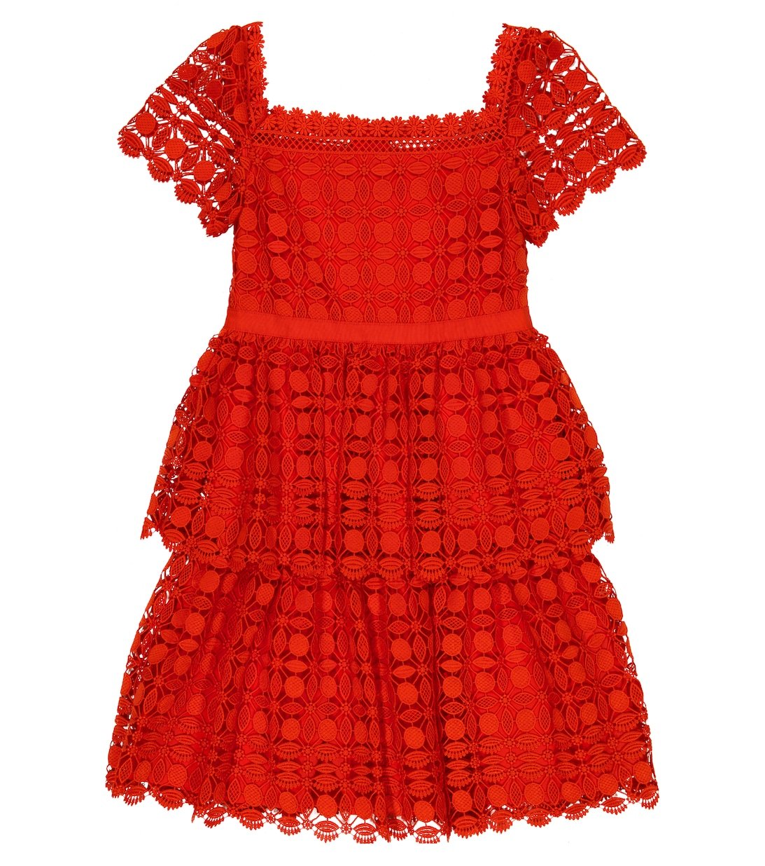 Self-Portrait lace tiered dress, red