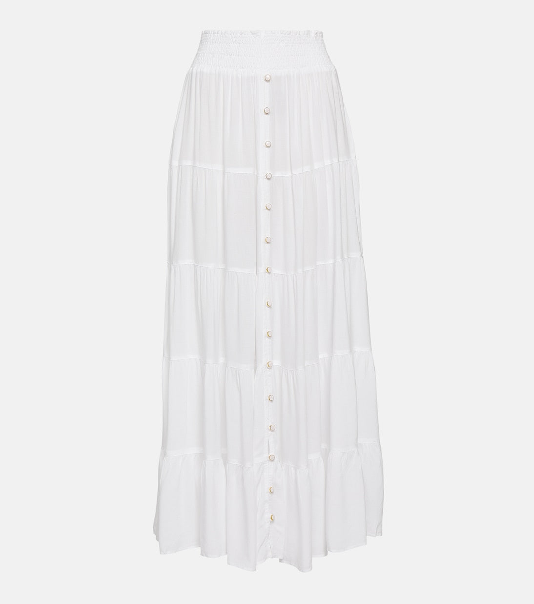 Melissa Odabash Dee High Waist Maxi Tiered Skirt, White