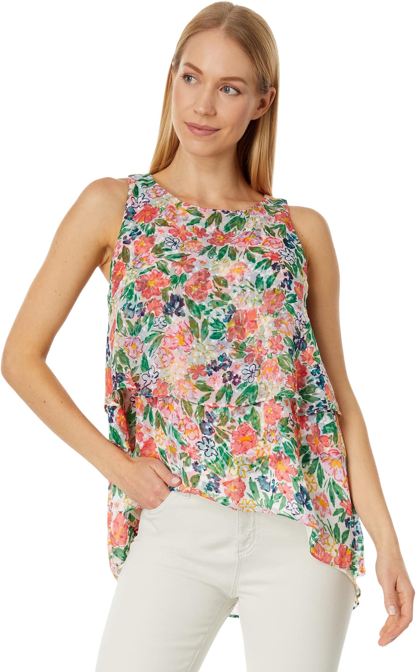 Vince Camuto Layered Sleeveless Blouse in Birch