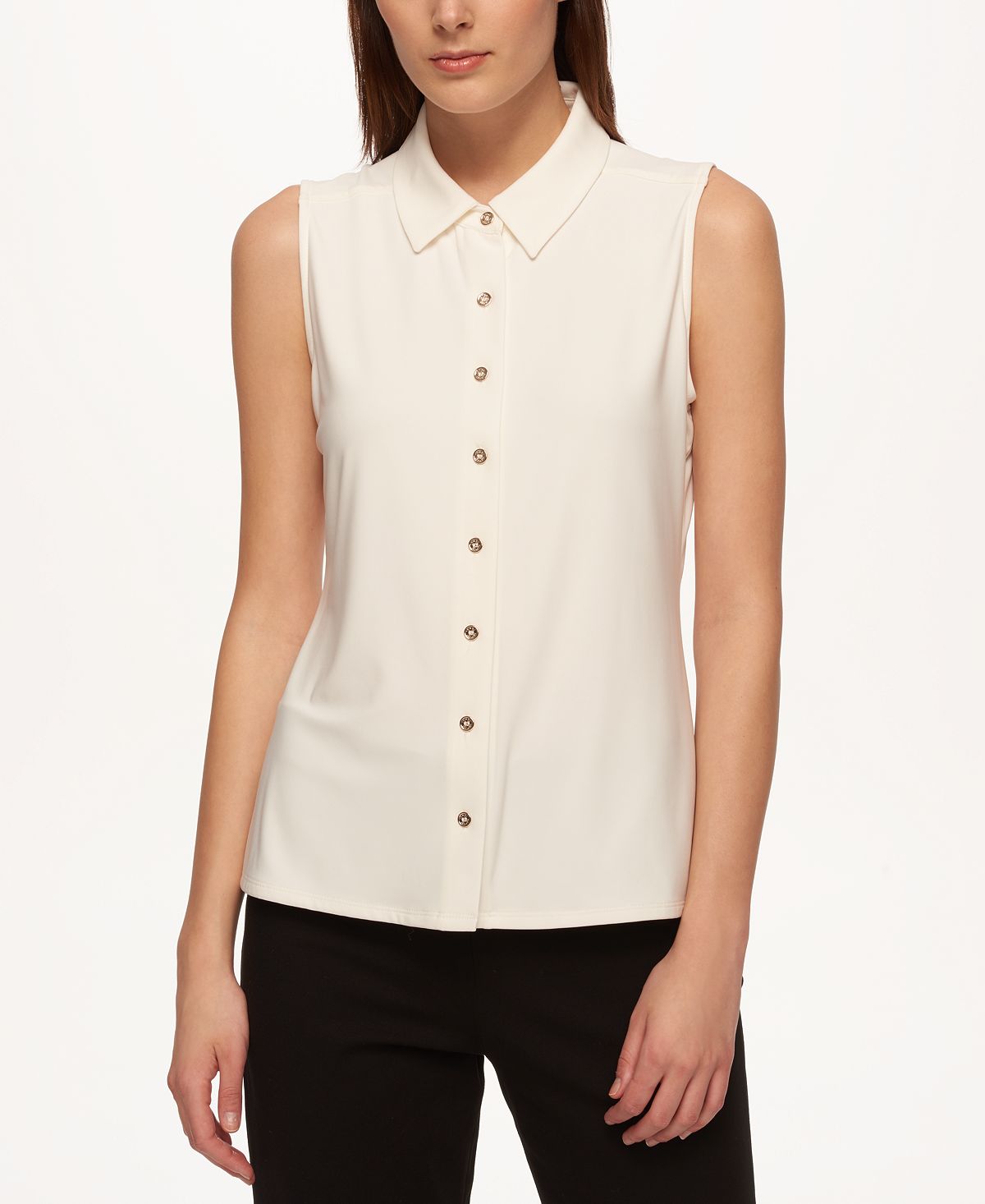 Tommy Hilfiger Women's Sleeveless Button Down Blouse