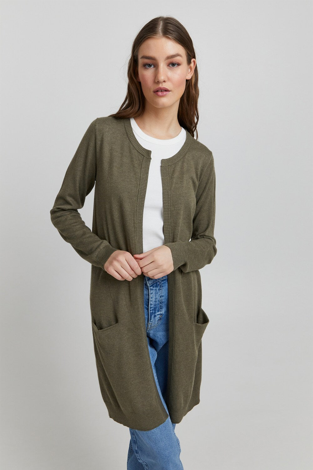 Pulz Jeans knitted cardigan, khaki