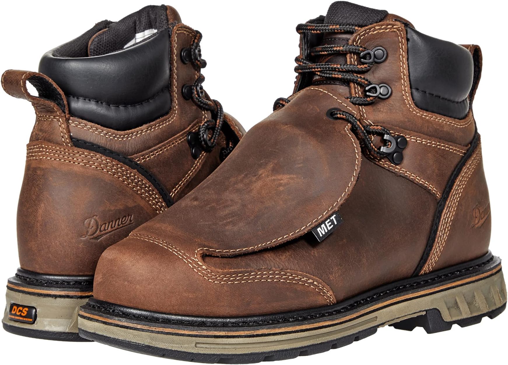 Work shoes with steel toe Steel Yard 6" Hot MET/ST Danner, brown