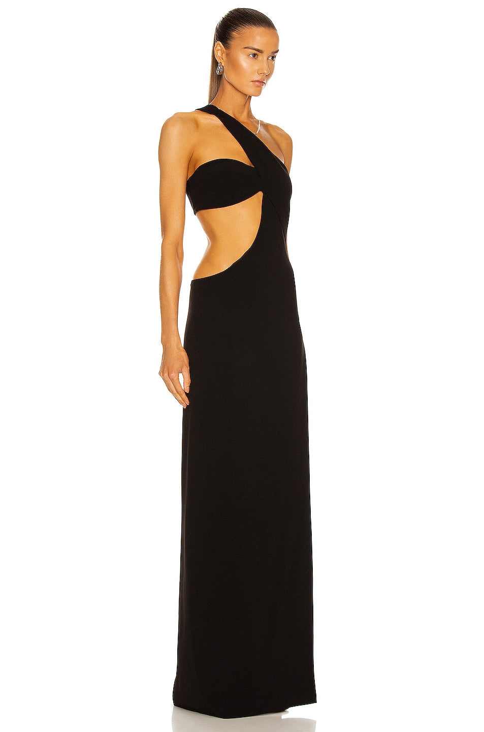 Monot Cutout One Shoulder Maxi Dress, Black