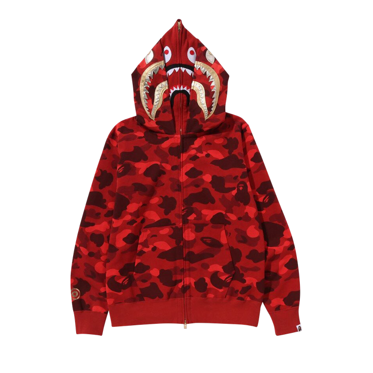 هودي BAPE Color Camo Double Shark Full Zip 'Red'، أحمر