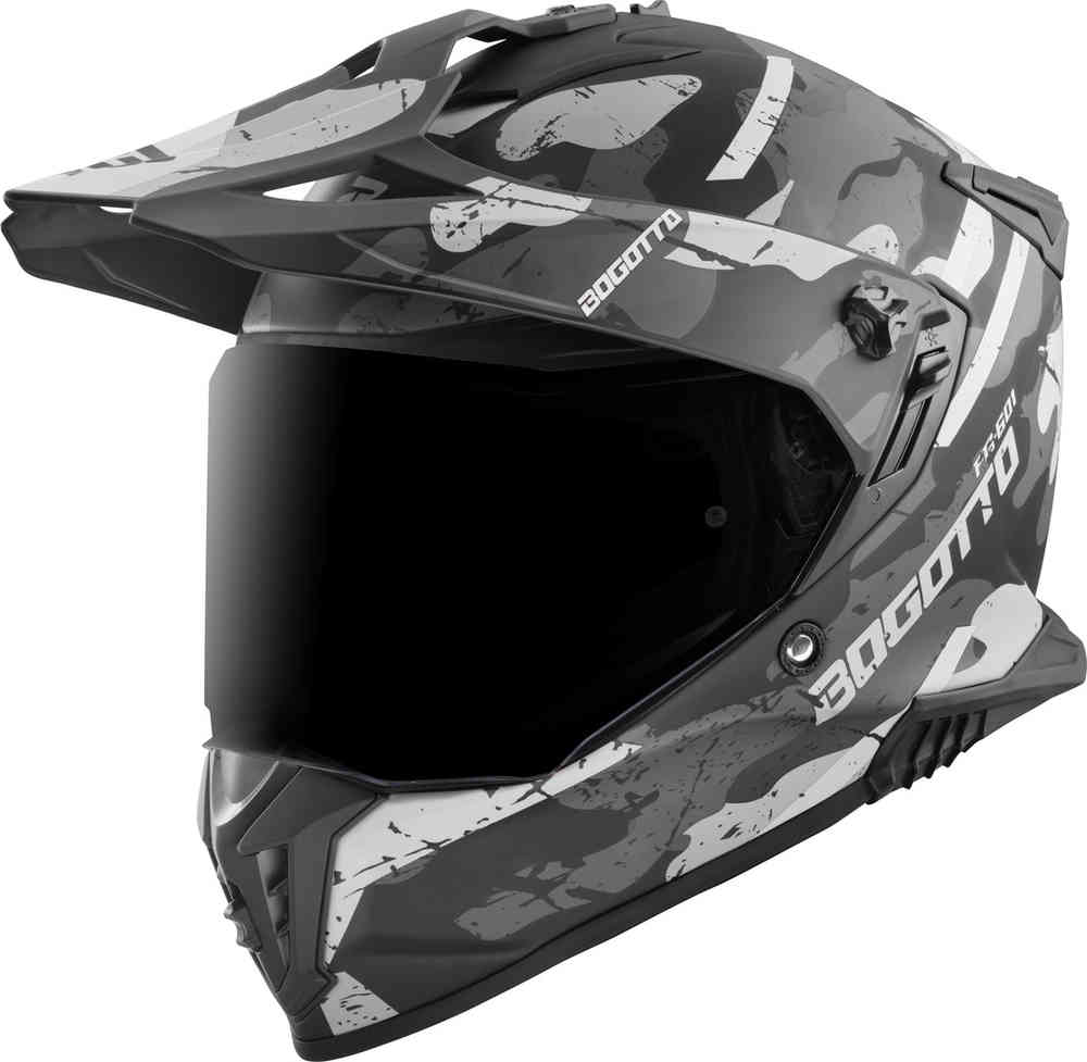 FG-601 Bogotto fiberglass enduro helmet, matte black/gray