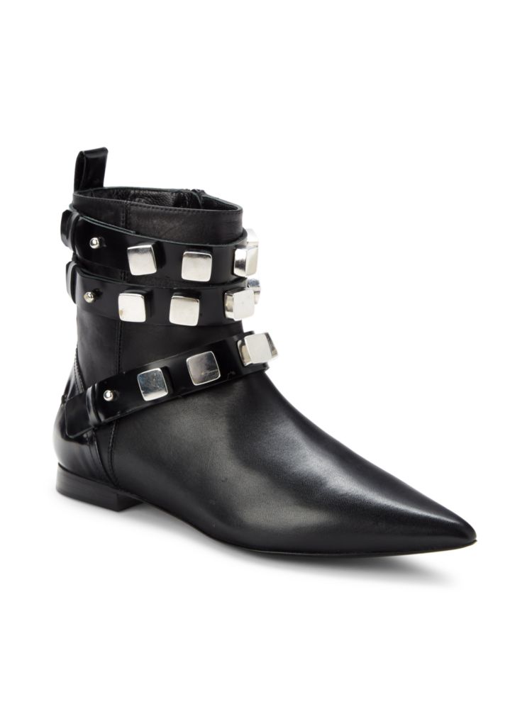 Costume National Studded Leather Ankle Boots, Black