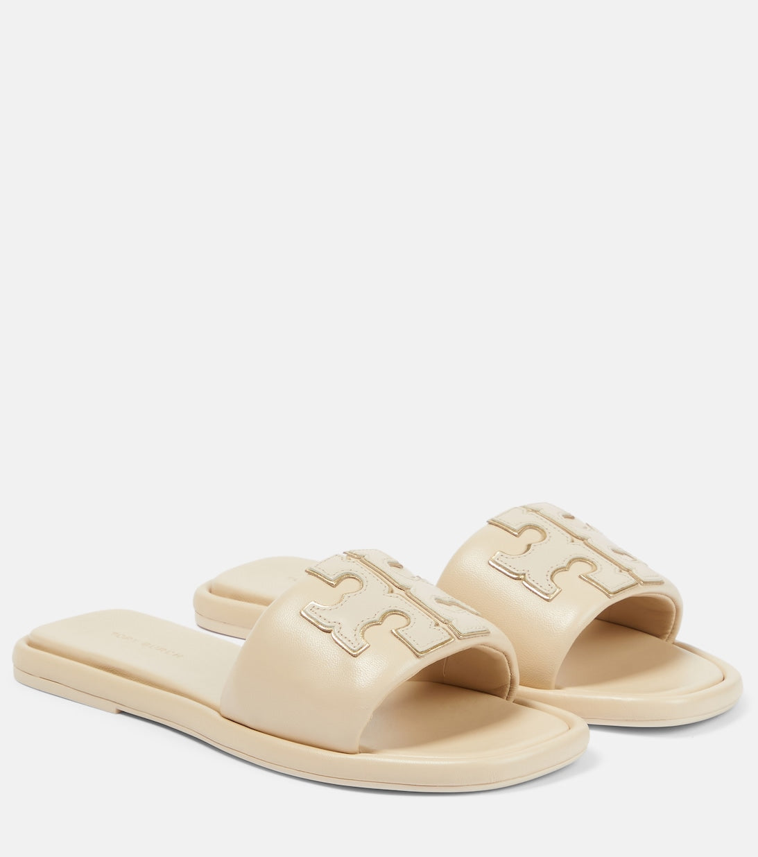 Tory Burch Leather Slides, Neutral