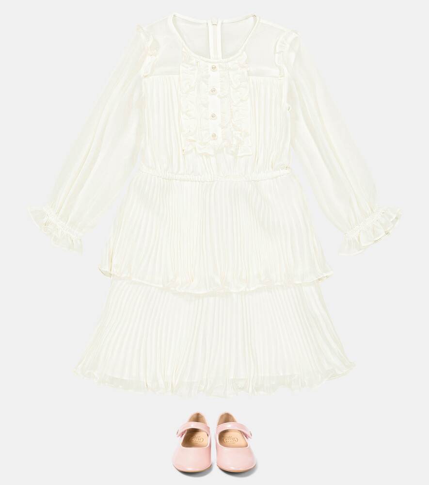 Self-Portrait Pleated Chiffon Dress, White