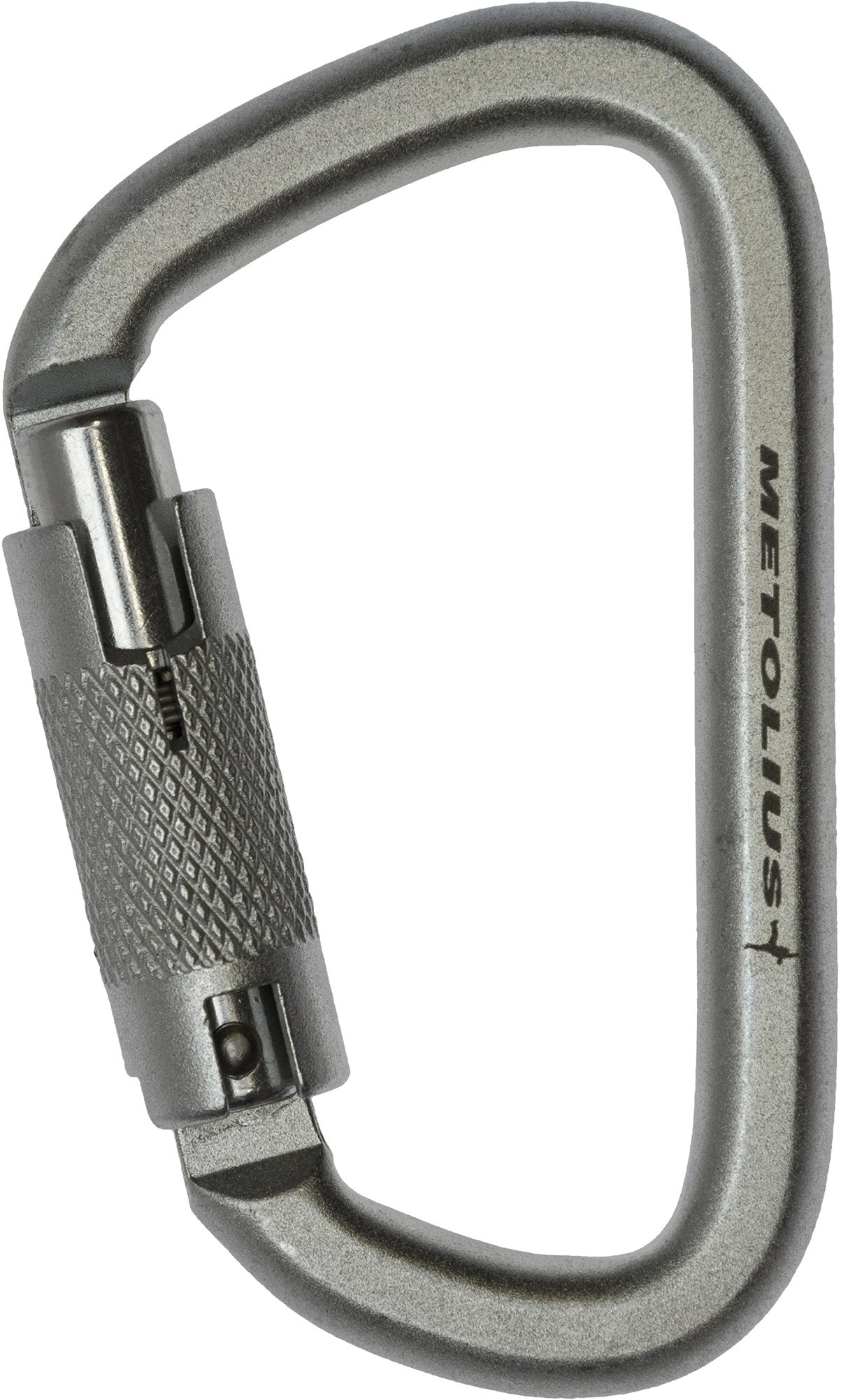 Steel carabiner with Metolius automatic lock, gray