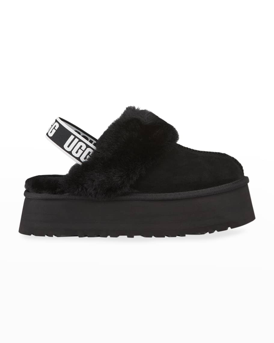 UGG Funkette Suede Platform Slippers with Fur Trim