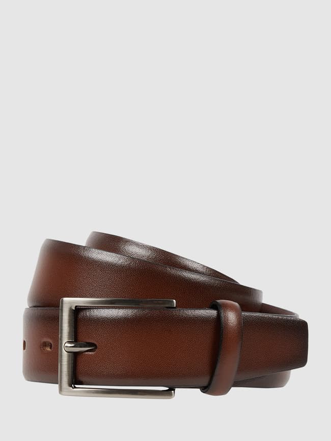 Bugatti leather belt with buckle, brown