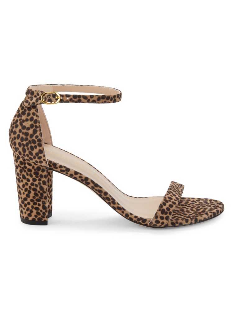 Stuart Weitzman Nude Leopard Suede Sandals - Classic