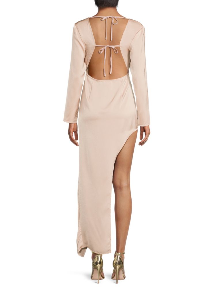 Area Stars Satin Cowl Neck Dress, Champagne