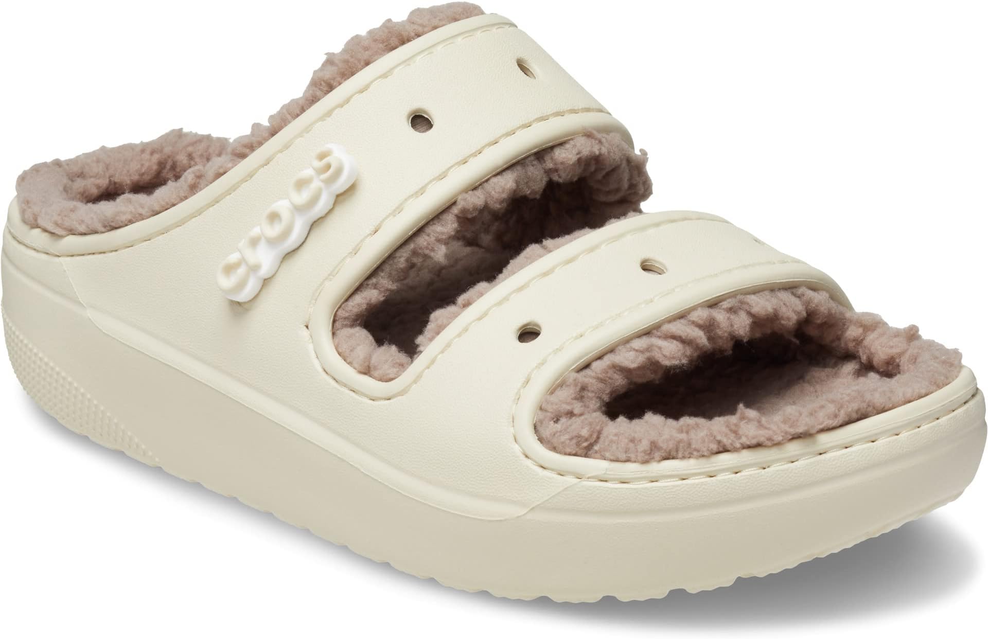 Classic Cozzzy Sandal Crocs Flat Sandal in Bone/Mushroom