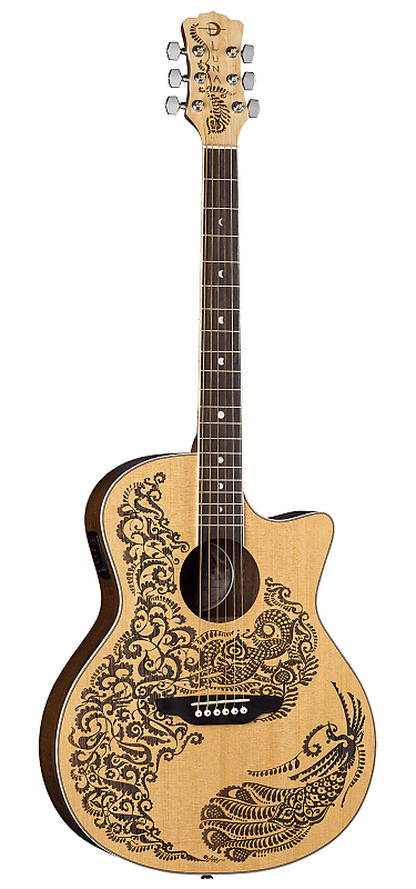 Acoustic Guitar Luna Guitars Henna Paradise Select Spruce Acoustic-Electric Guitar Satin Natural Support Indie Music