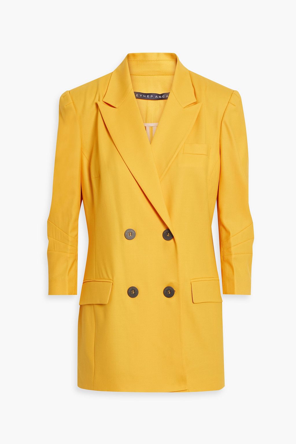 ZEYNEP ARCAY double-breasted wool blend pleated jacket, saffron