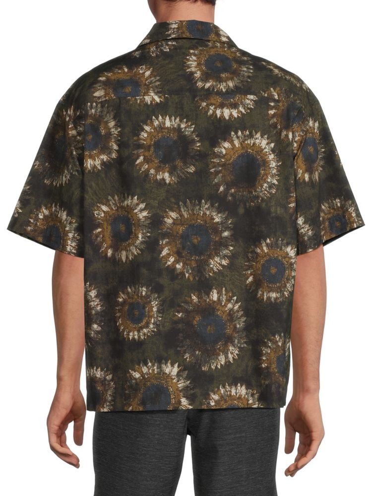 Egeeno Sunflower Camp Hugo Shirt, Green Multicolor