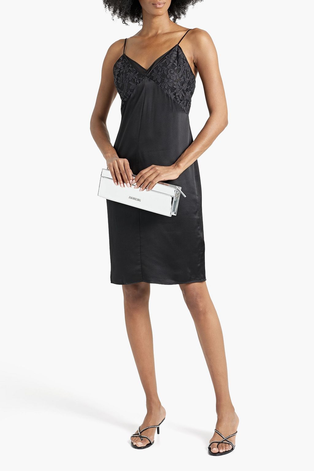 Silk satin dress with lace inserts RAG & BONE, black