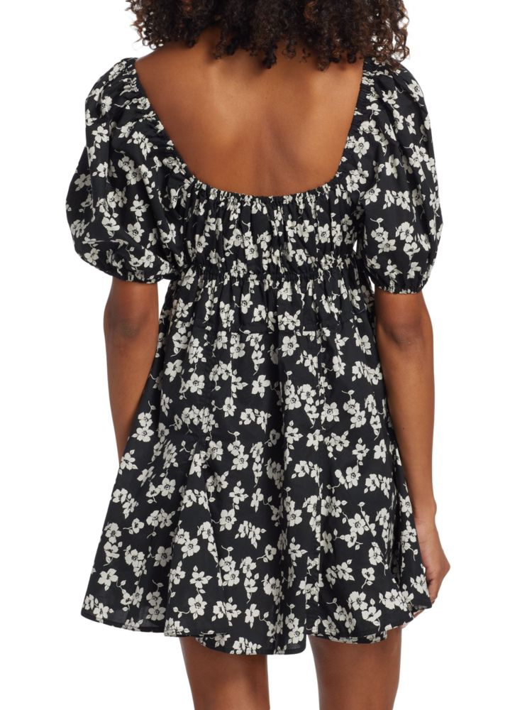 Polo Ralph Lauren Floral Puff Sleeve Mini Dress in Black White