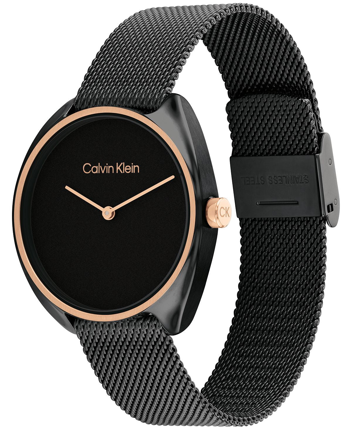 Women's Quartz Black Watch with Stainless Steel Mesh Bracelet 34 mm Calvin Klein, black