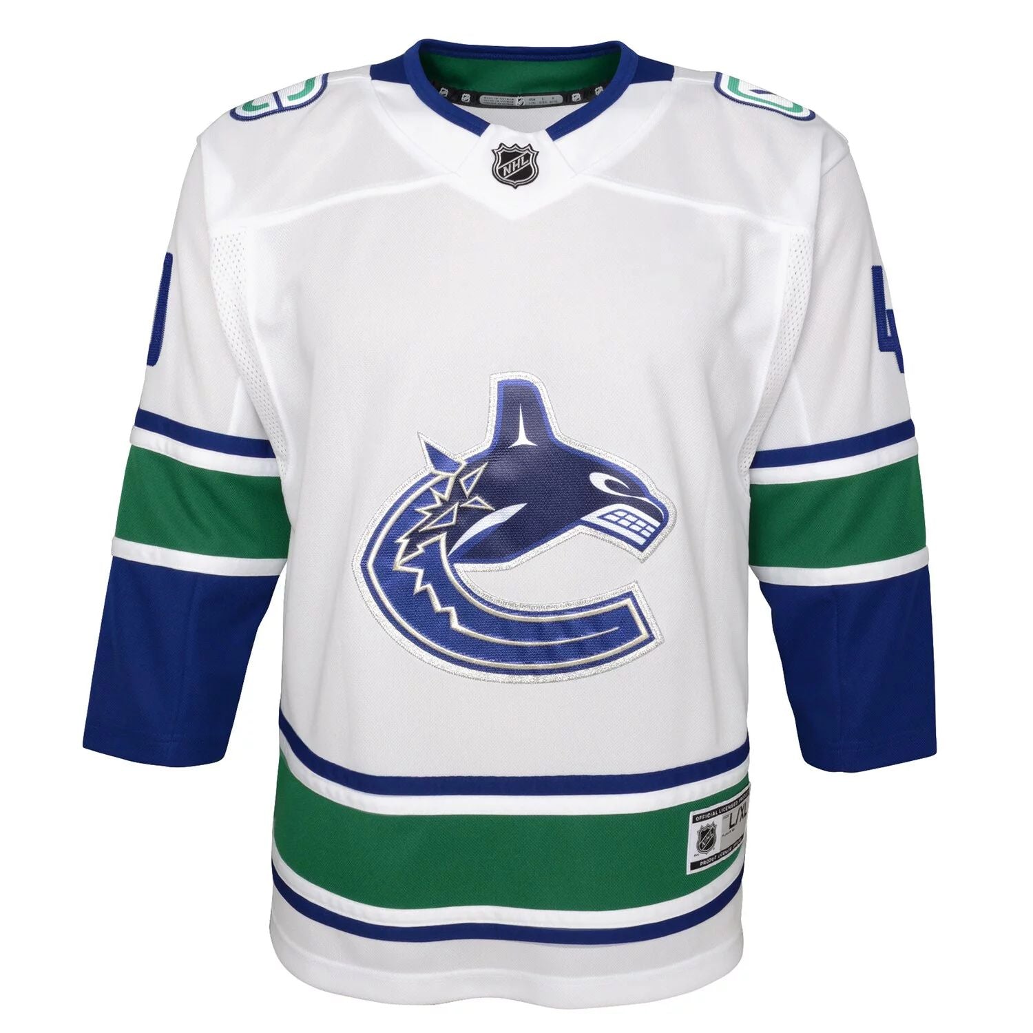 Elias Pettersson White Vancouver Canucks Youth Jersey 2019/20 Outerstuff Prime Minister's away jersey