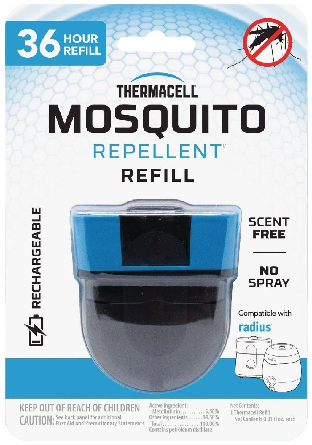 Rechargeable mosquito repellent, 36 hour supply Thermacell