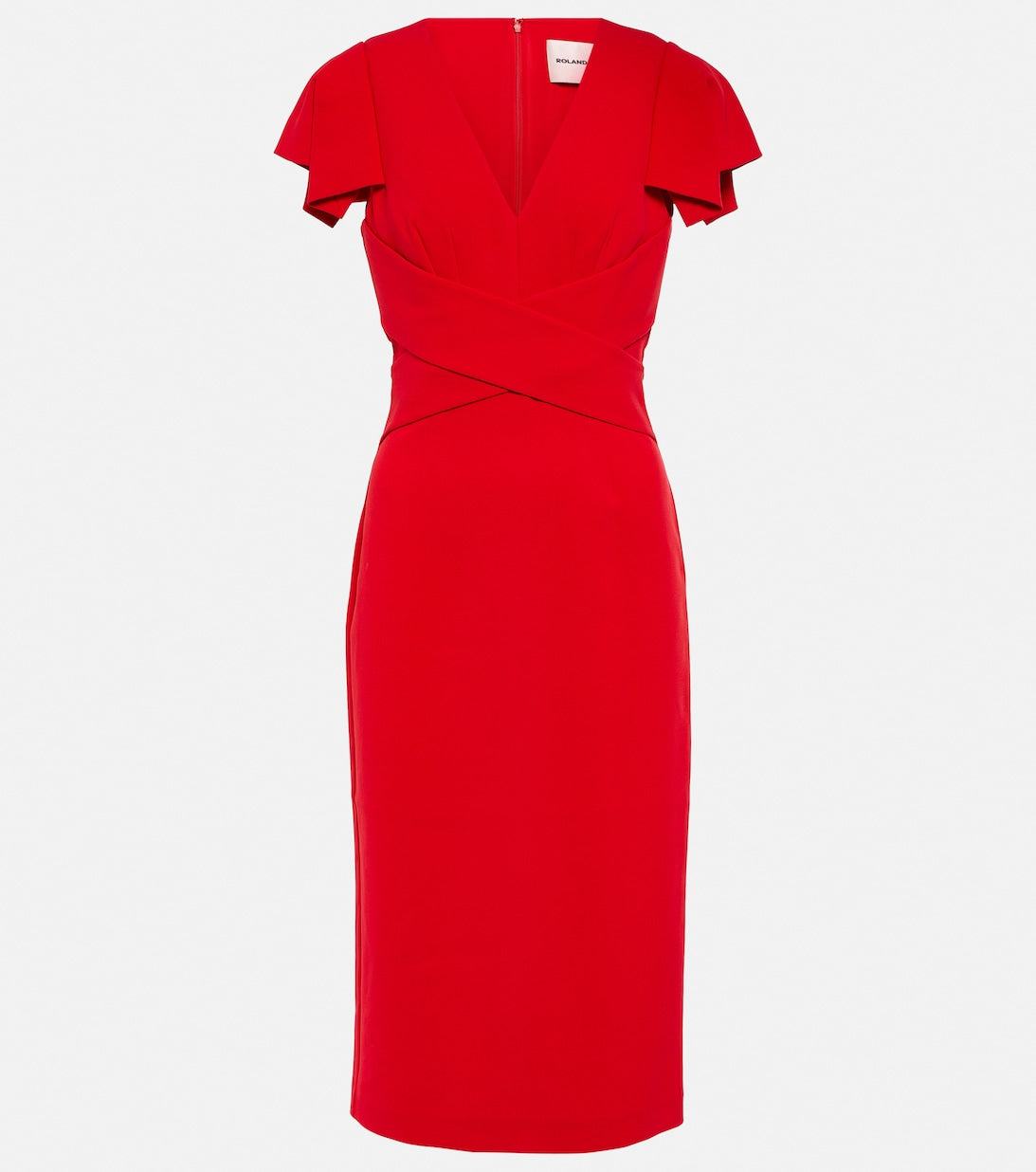 V-neck midi dress ROLAND MOURET, red