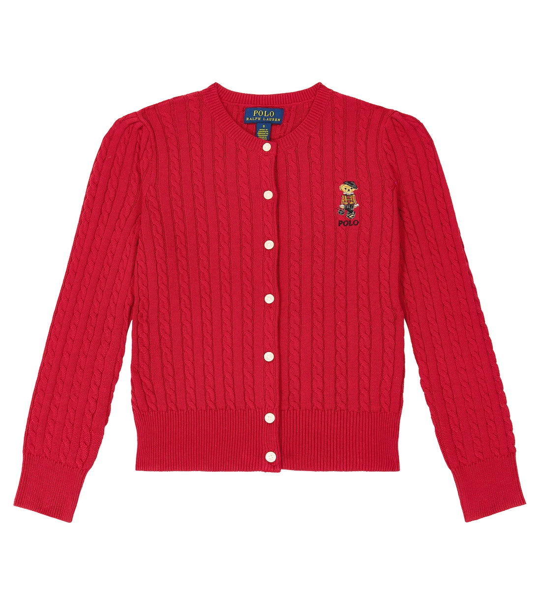 Polo Ralph Lauren Kids cable knit cotton cardigan, red