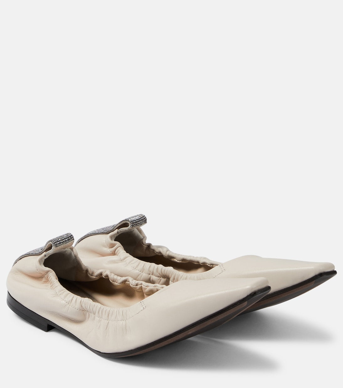 Brunello Cucinelli leather ballerinas, neutral