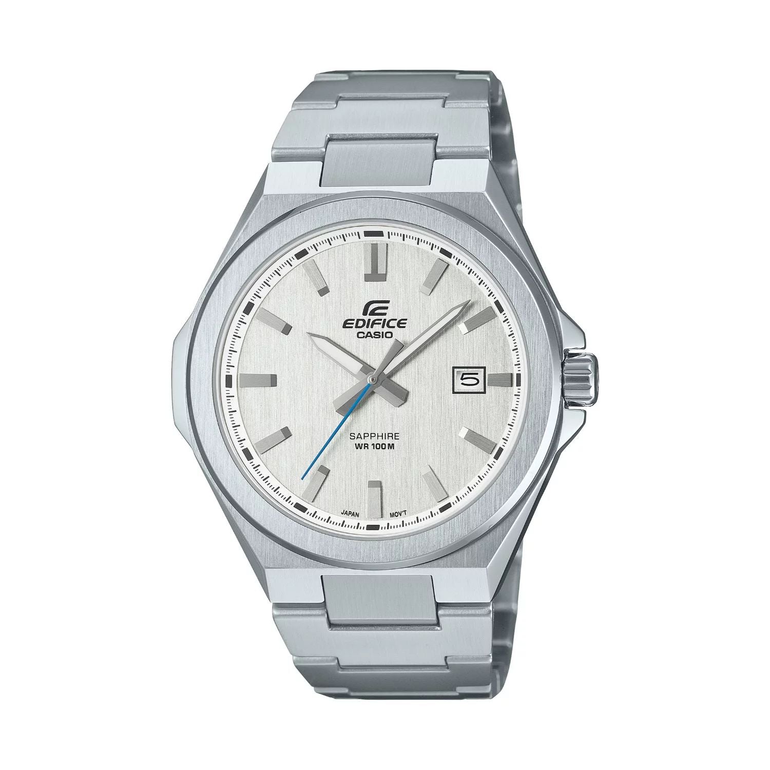 ساعة Edifice Classic للرجال بمينا بيضاء وسوار من الفولاذ المقاوم للصدأ - EFB108D-7AV من كاسيو