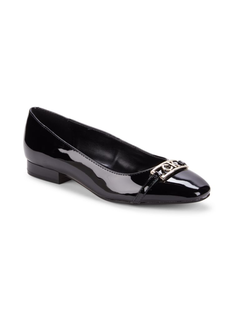 Chersh Ballet Flats with Calvin Klein Logo, Black