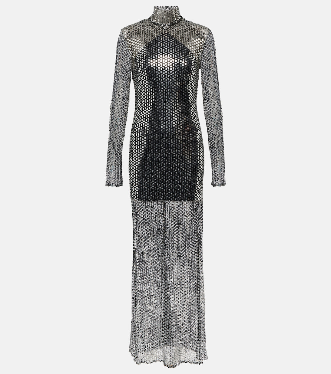 Tina semi-sheer sequin maxi dress TALLER MARMO, silver