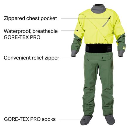 Meridian GORE-TEX men's Kokatat dry suit, Mantis color