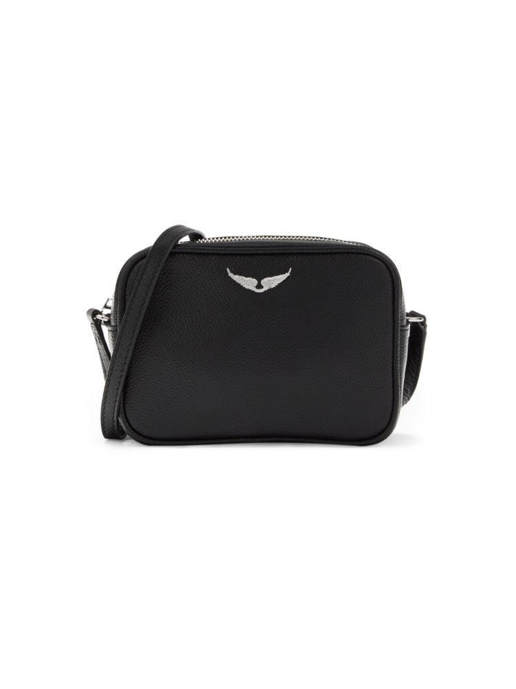 Zadig & Voltaire Leather Boxy Wings Crossbody Bag, Noir