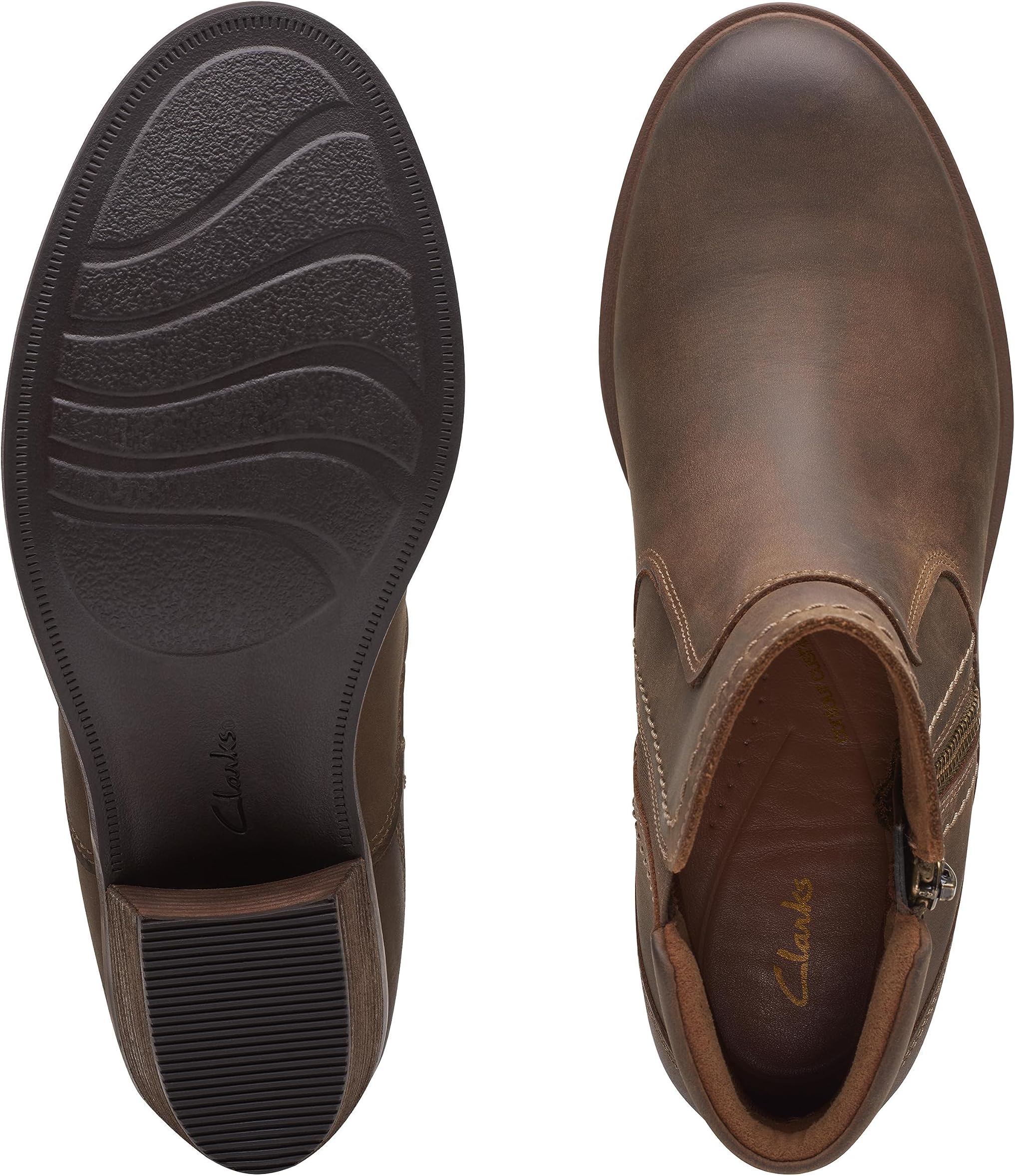 حذاء الكاحل Neva Zip Waterproof Clarks، جلد بني فاتح