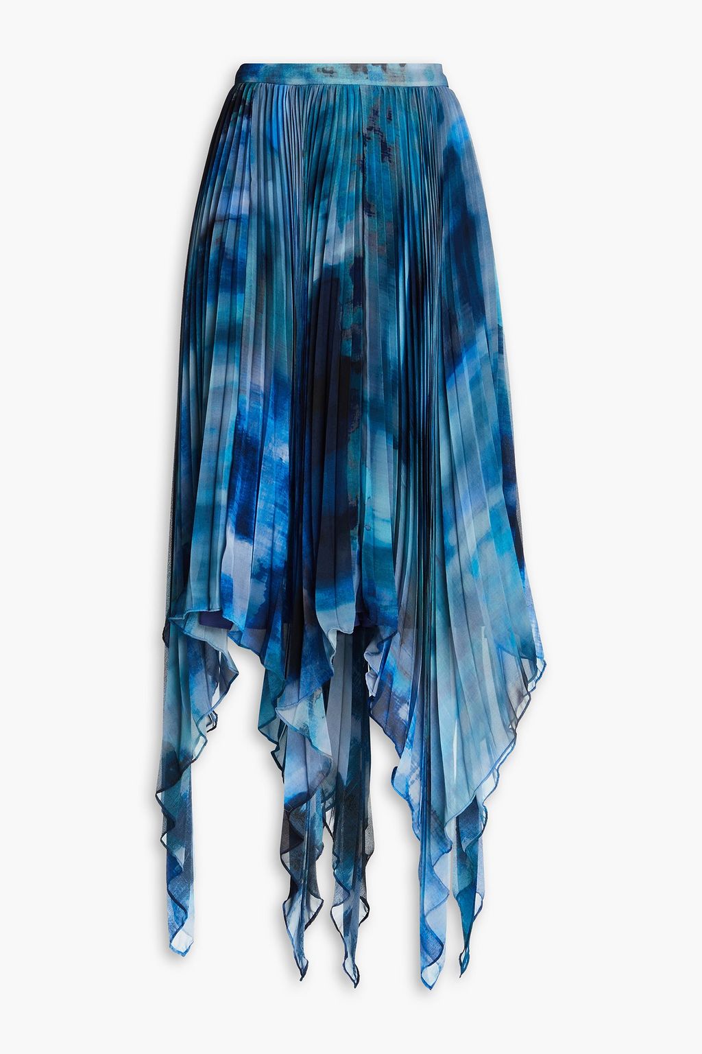 Pleated maxi skirt in tie-dyed chiffon ALTUZARRA, azure