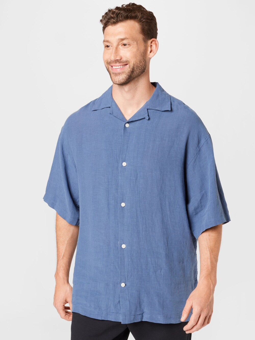 Weekday Comfortable Button-Up Shirt, Smoke Blue