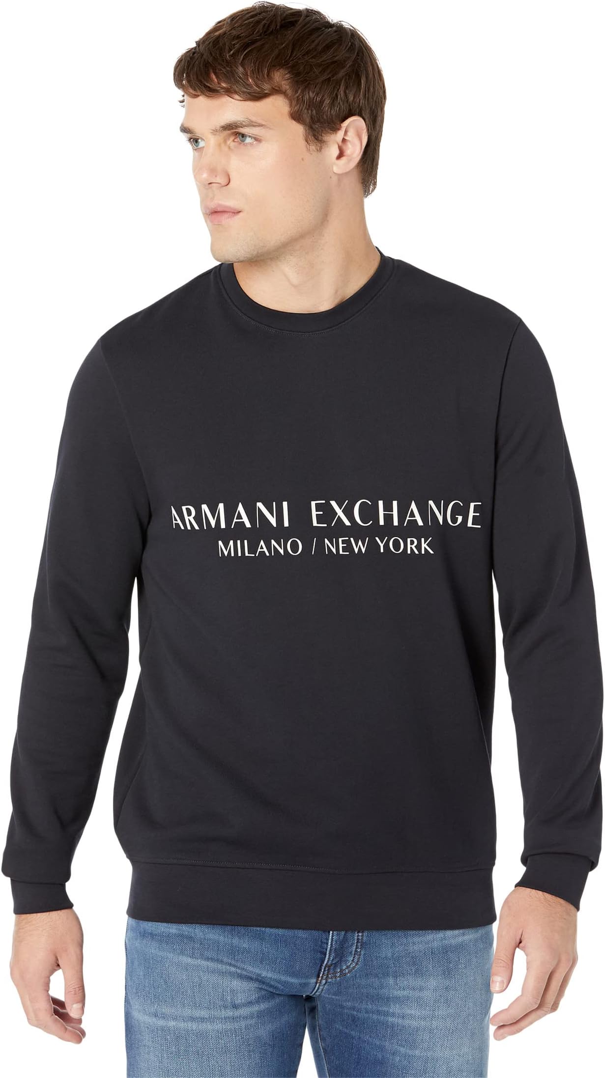 سويت شيرت بشعار Armani Exchange من ميلانو/نيويورك، باللون الأزرق الداكن