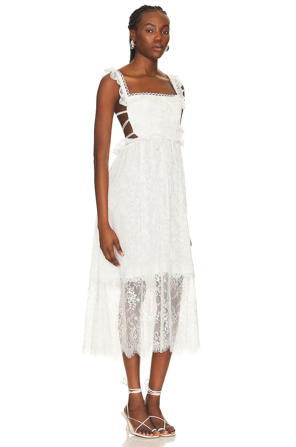 For Love & Lemons Deane midi dress, white