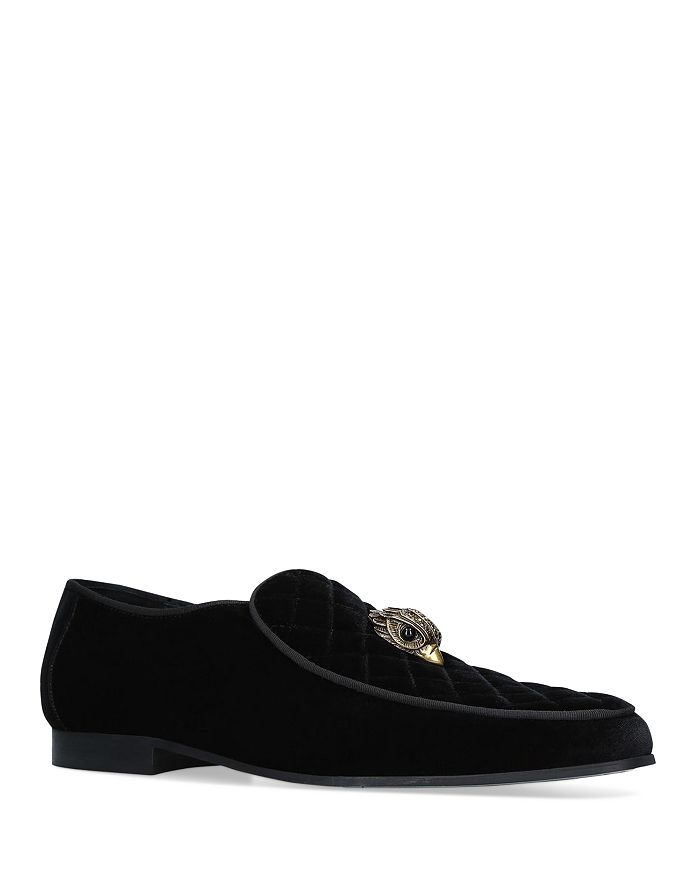 Hugh Eagle Head KURT GEIGER LONDON Men's Quilted Velvet Slip-On Loafers