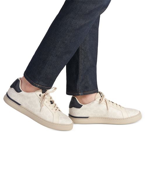 COACH Men's Lace-up Low Top Sneakers with Urban Sole Ivory/Cream color