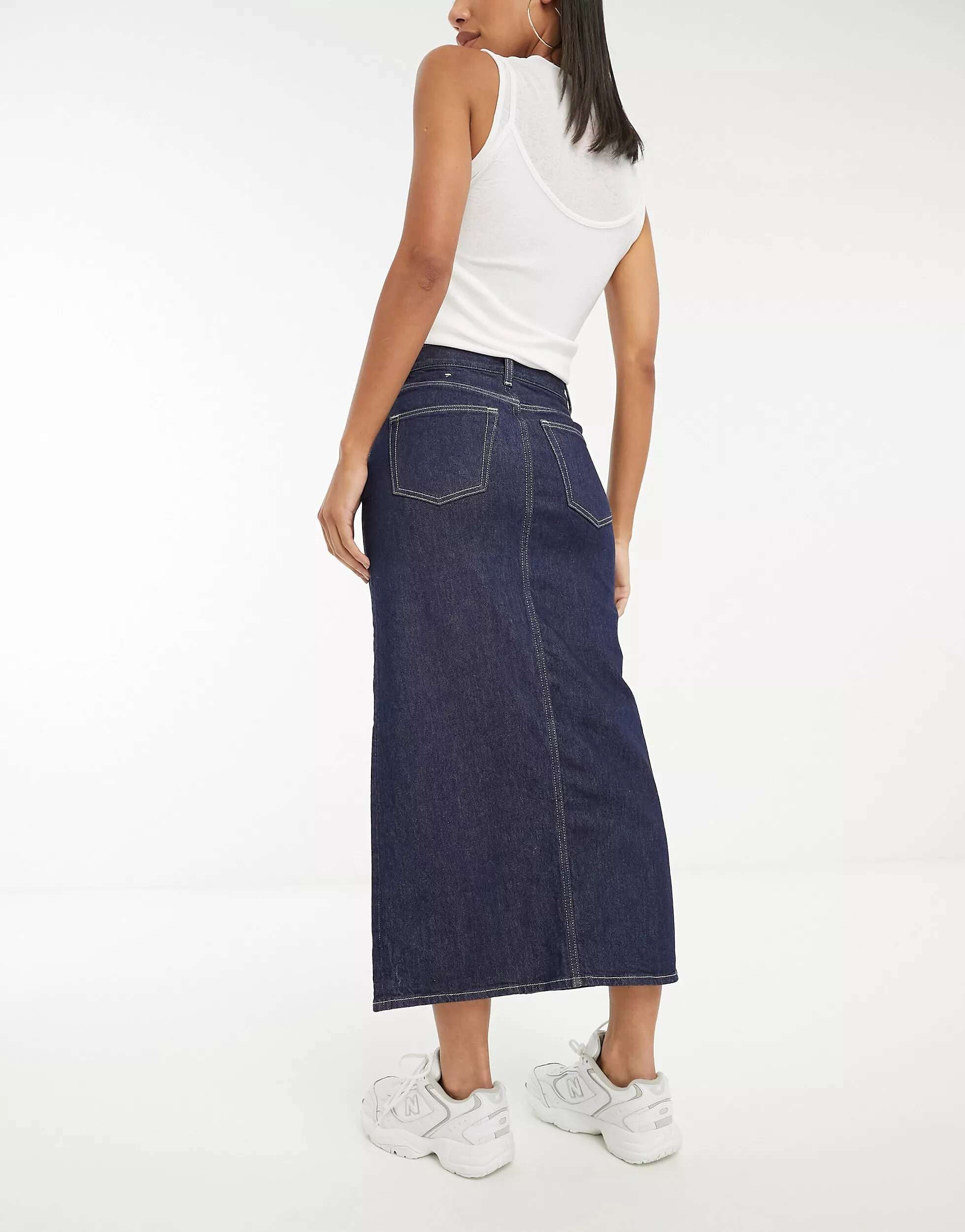 & Other Stories blue split denim maxi skirt